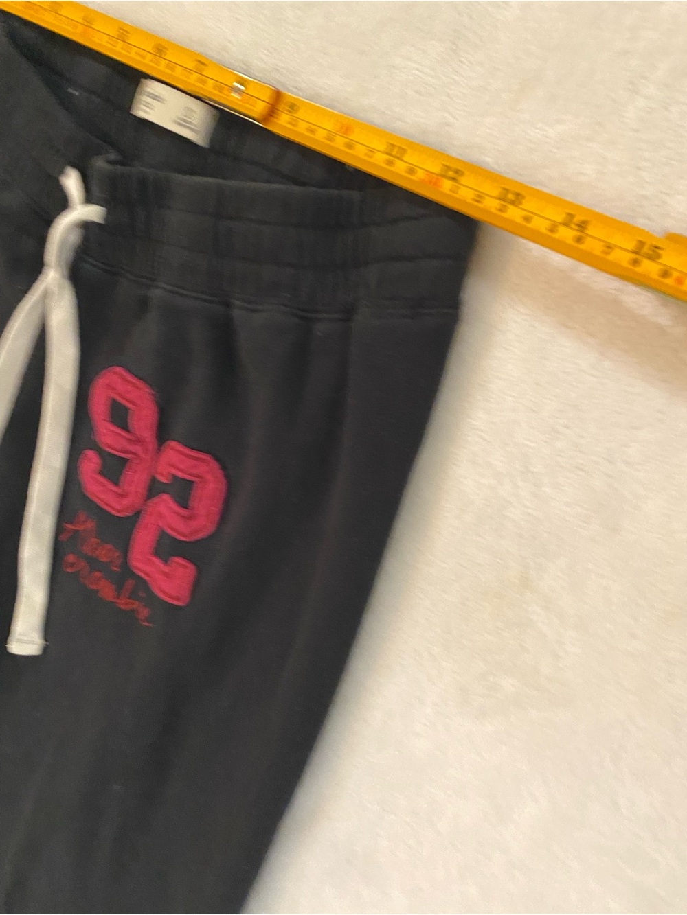 Abercrombie & Fitch Black Sweatpants with Pink '92' Patch - Picture 5 of 6